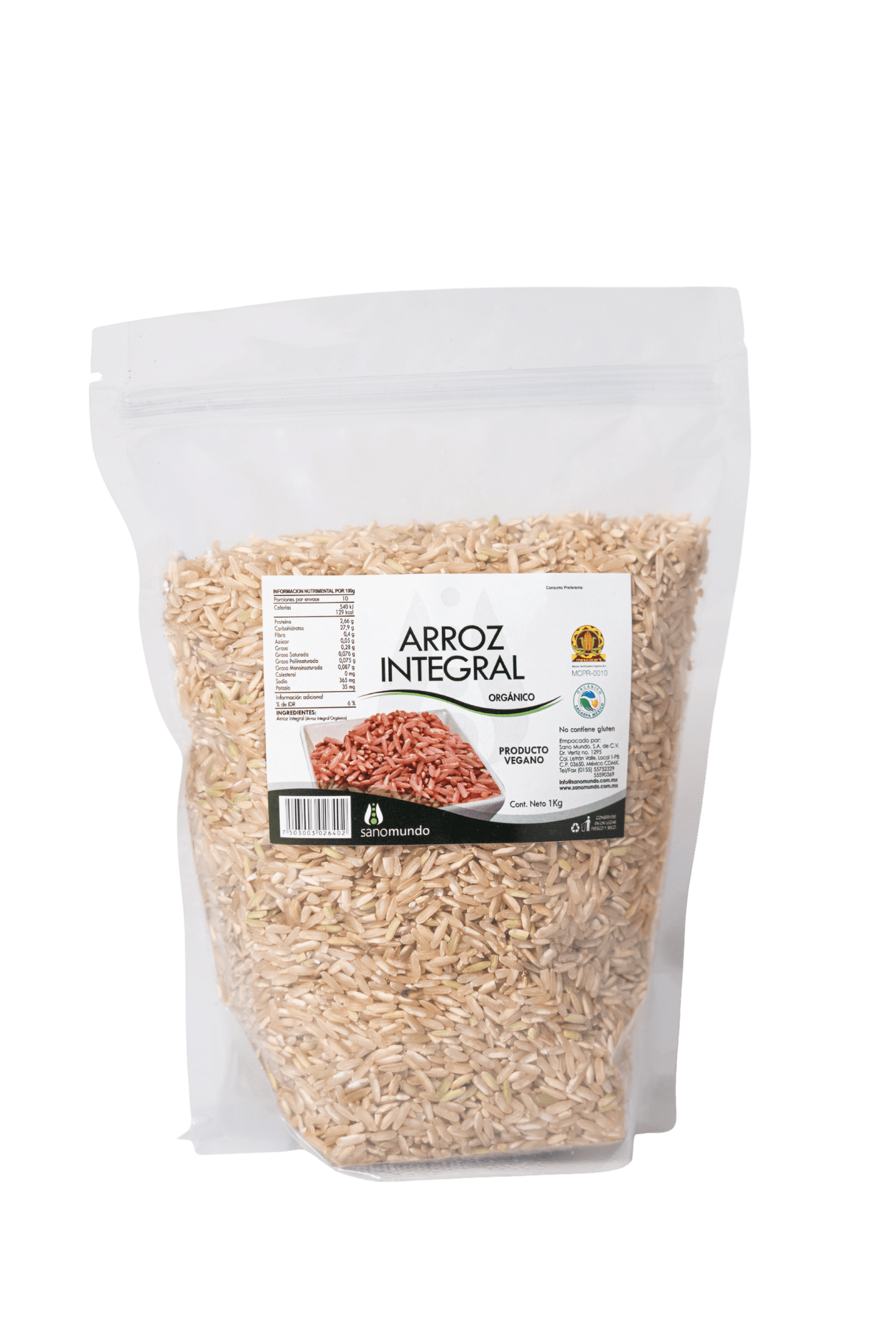 Arroz Integral Orgánico Bolsa 1 kg. 1 Arroz Integral Orgánico Bolsa 1 kg.