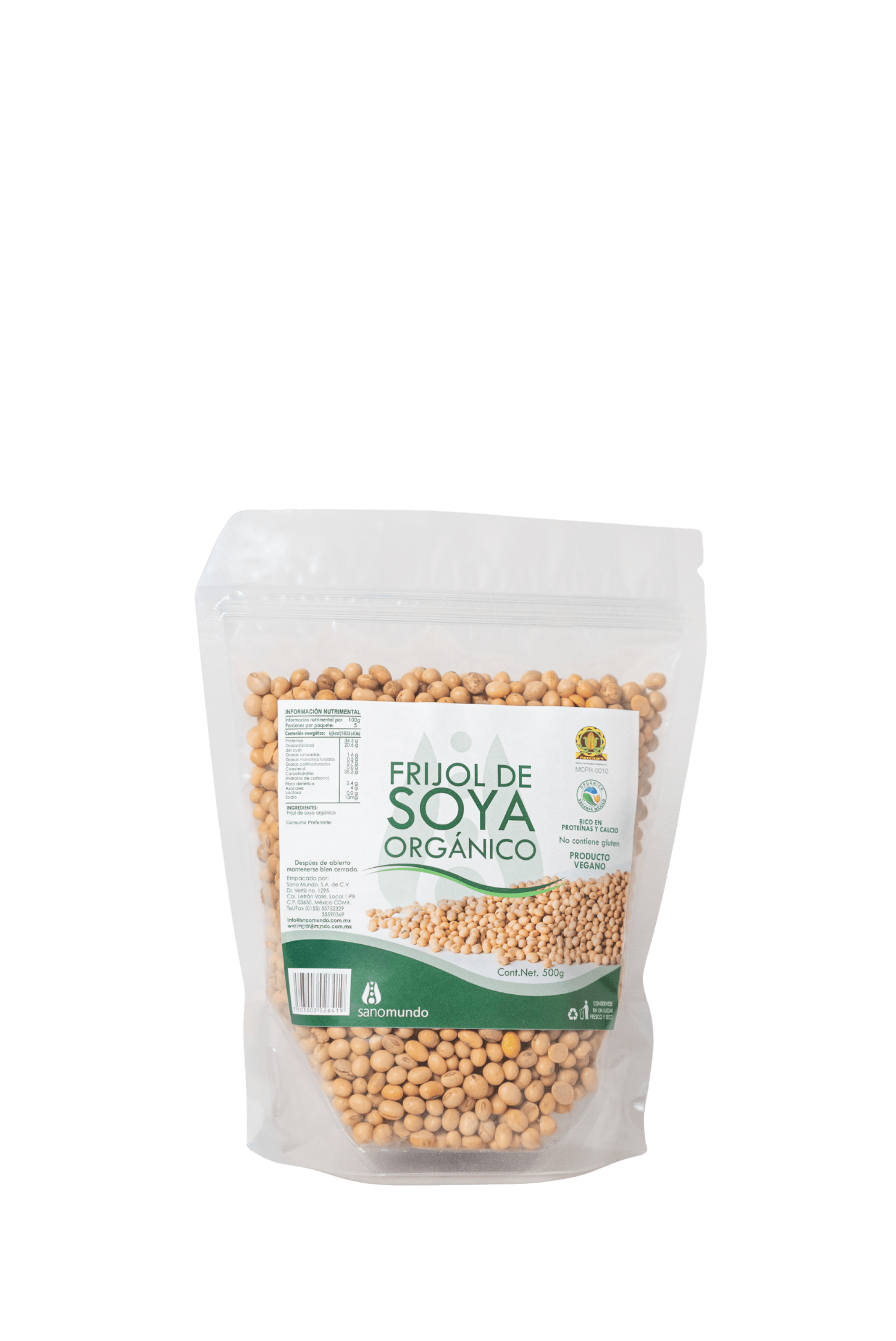 Frijol de Soya Orgánico Bolsa 500 g. 1 Frijol de Soya Orgánico Bolsa 500 g.