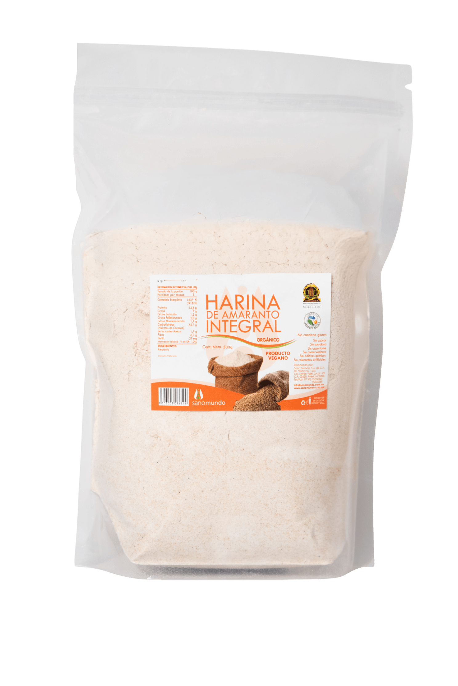 Harina de Amaranto Orgánico 500 g - Sin Gluten, Vegana y Sin Aditivos 1 Harina de Amaranto Orgánico 500 g - Sin Gluten, Vegana y Sin Aditivos