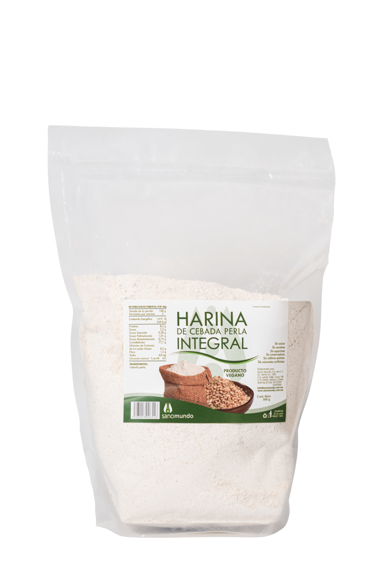 Harina de Cebada 500 g - Vegana, Sin Azúcar ni Conservadores 1 Harina de Cebada 500 g - Vegana, Sin Azúcar ni Conservadores