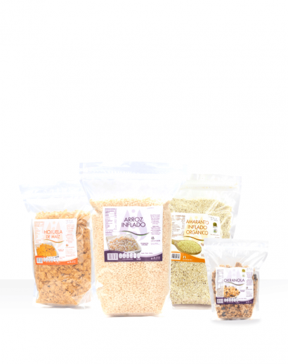 [Kit de Cereales Saludables - Desayuno nutritivo y delicioso con hojuelas de maíz, arroz inflado, amaranto inflado y granola. Ideal para toda la familia.]