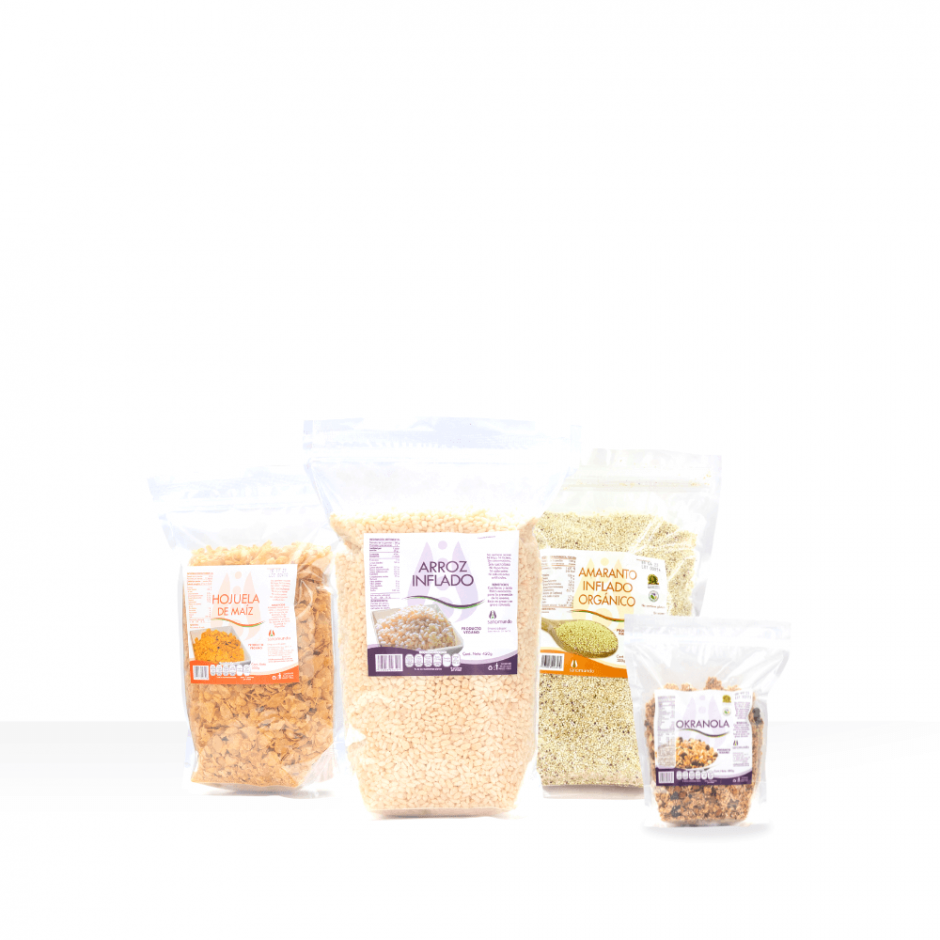 [Kit de Cereales Saludables - Desayuno nutritivo y delicioso con hojuelas de maíz, arroz inflado, amaranto inflado y granola. Ideal para toda la familia.]